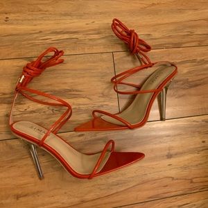 Simmi strappy red sandal heel